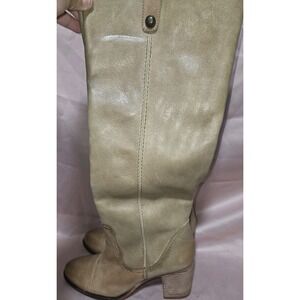 Vince Camuto Cream Leather Chunk Heel Boots